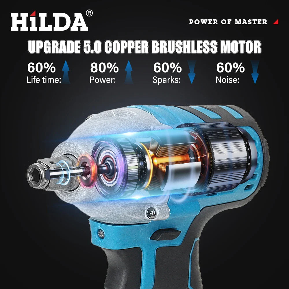Brushless Cordless 1/2-Inch Impact Wrench — Rechargeable, 18V Battery Compatible