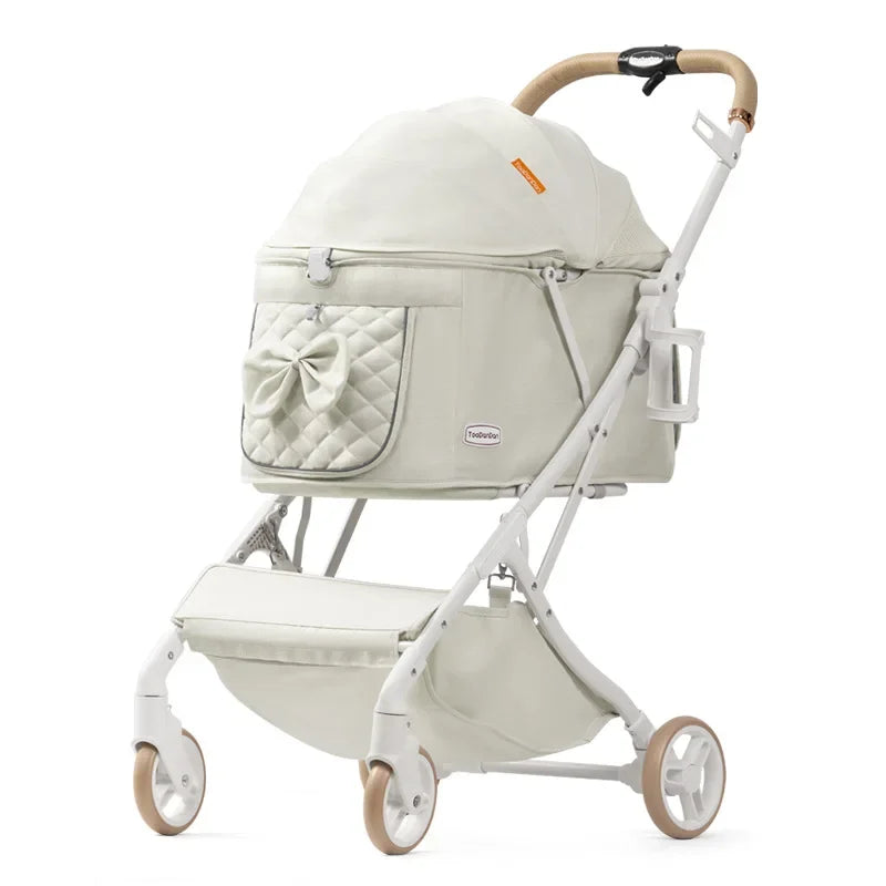 Lightweight Foldable Pet Stroller for Small & Medium Dogs and Cats – Breathable Aluminum Travel Carrier with One-Hand Fold