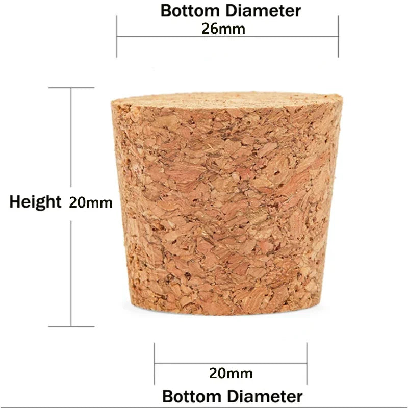Wooden Conical Cork Stoppers - 5/10/20/50 Pack for Wine Bottles, Crafts & DIY