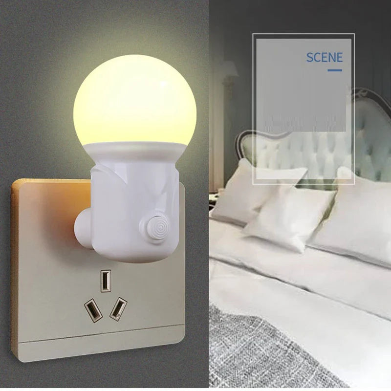 2-Color Dimmable LED Night Light EU/US Plug - Eye-Protection Bedside Lamp for Nursery, Bedroom & Living Room