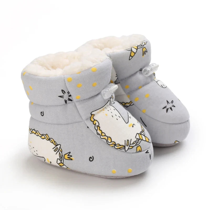 Winter Baby Boots Cartoon Soft-Sole Anti-Slip Warm Toddler Walking Booties for Boys & Girls