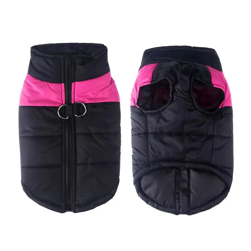 Waterproof Winter Dog Jacket Warm Windproof Coat with D-Ring – XS–6XL for Small to Large Breeds (Red/Blue/Green/Pink/Purple)