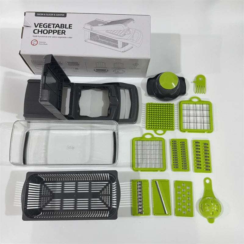 14-Piece Multifunctional Vegetable Grater & Slicer Set — Potato Shredder, Dicer, Kitchen Gadget