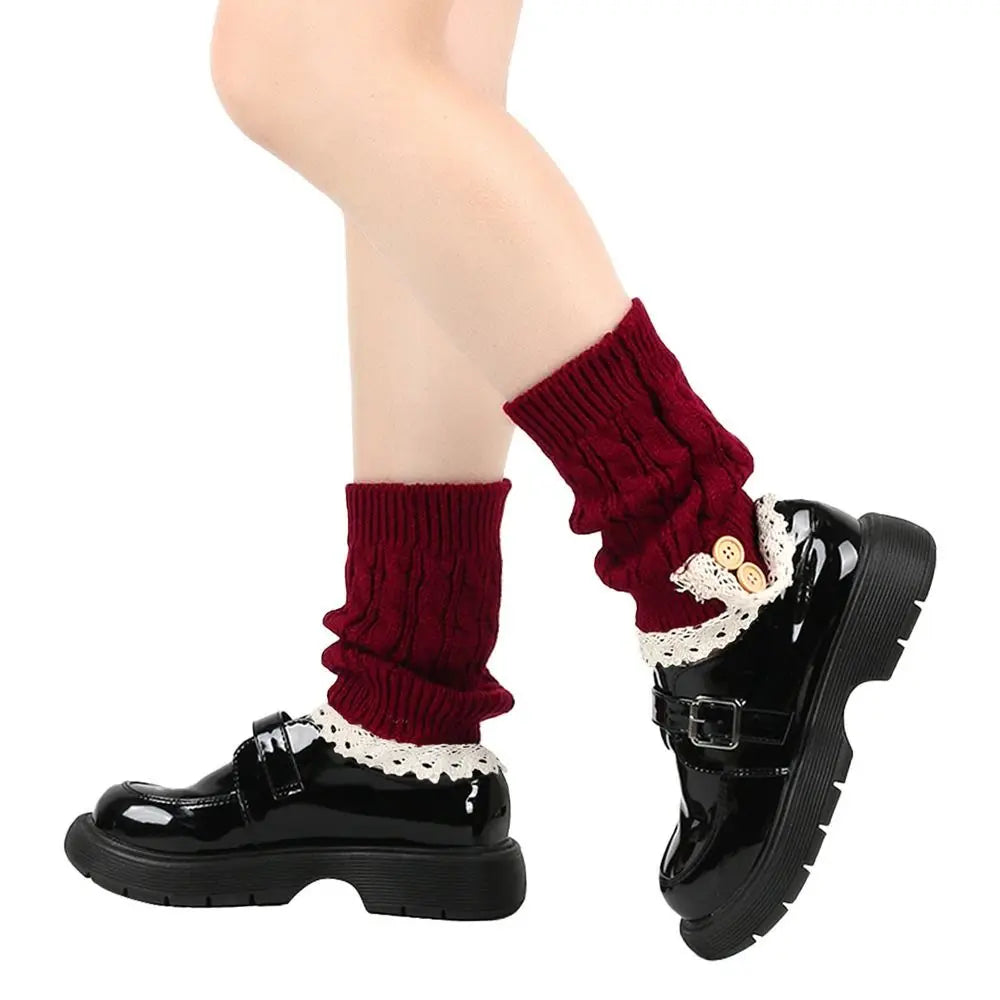 Lolita Harajuku Knit Leg Warmers – Thick Winter Ankle Boot Socks, 21 cm (8.3 in) – Women & Girls