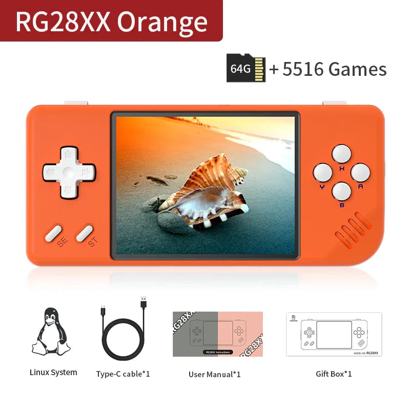 Handheld Retro Game Console 2.83-inch (72 mm) IPS Screen Linux 64GB TF 3100mAh Battery HDMI Output 5000+ Built-in Games