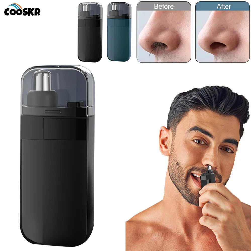 USB Rechargeable Nose & Ear Hair Trimmer - Portable Electric Mini Rotary Dual-Blade Nose Hair Remover