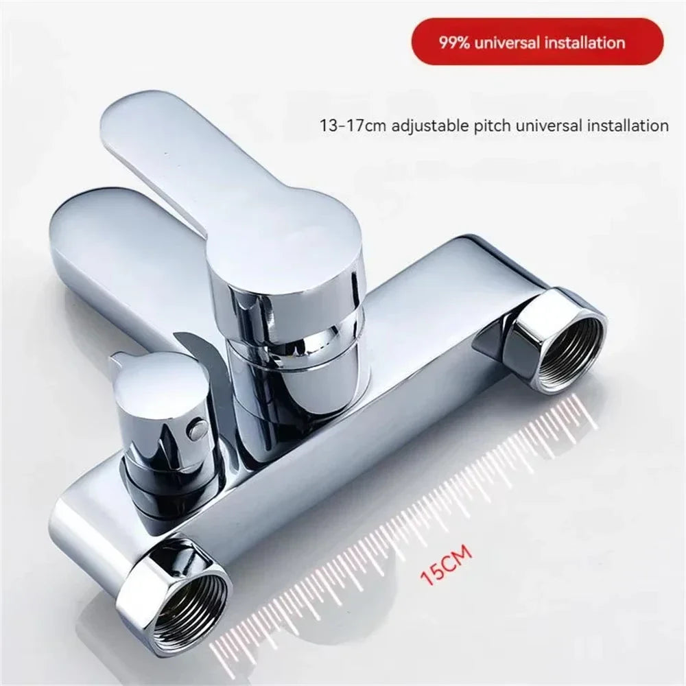 Wall-Mount Bathtub Faucet Mixer with Handheld Shower – 3-Mode Spray, 150 cm (59 in) Hose, Chrome-Plated Brass
