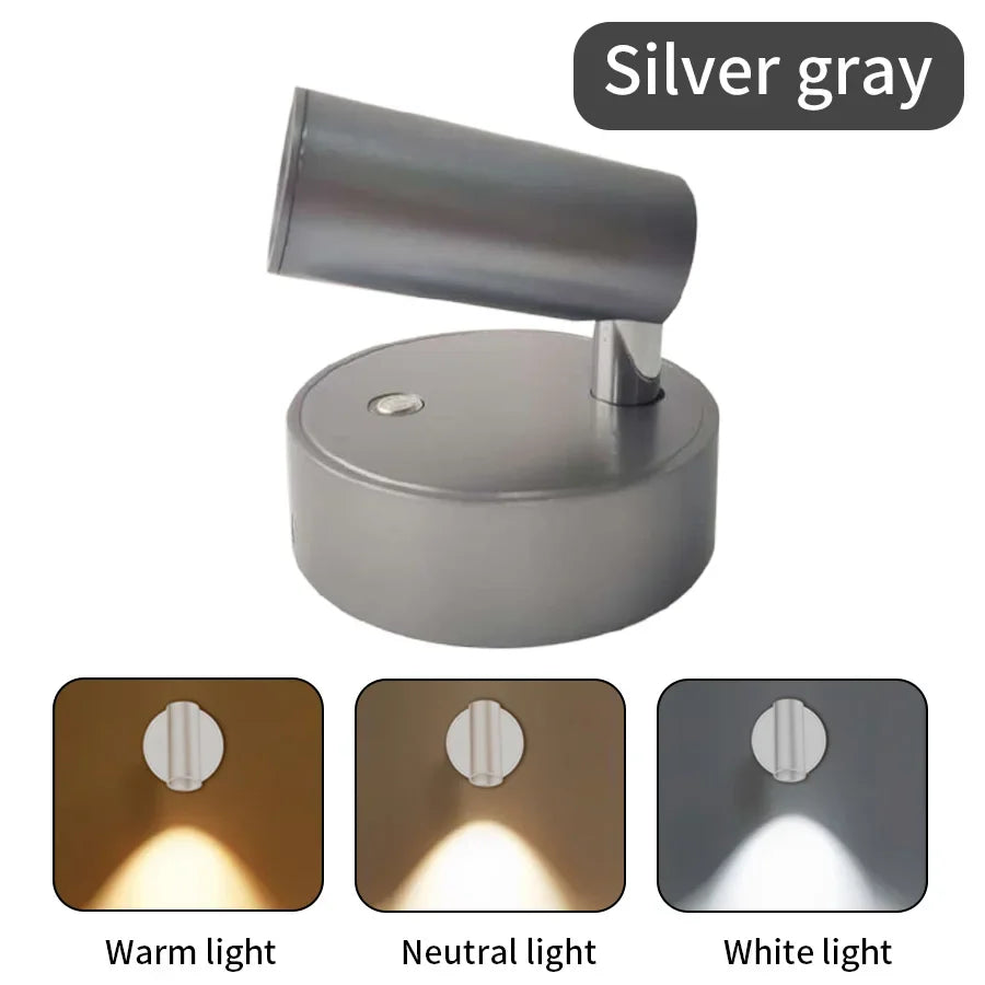 USB Rechargeable Magnetic LED Cordless Wall Light – Touch Dimmable Bedside Reading Lamp (Black/Gold/Silver/Orange/Coffee/White)
