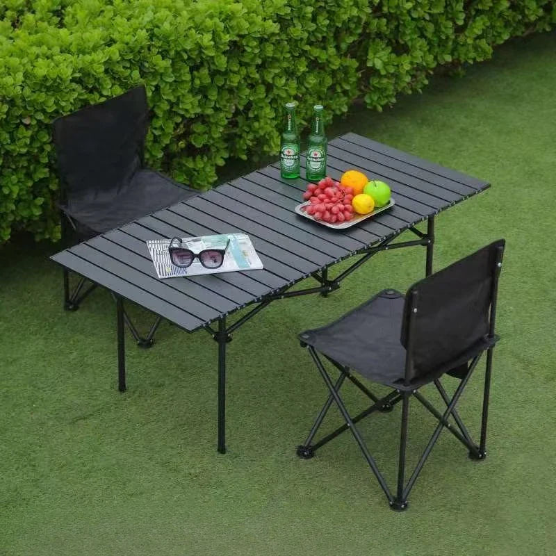 Portable Folding Camping Table and Chairs Set Egg Roll Picnic Table for Outdoor, Beach and Tailgating