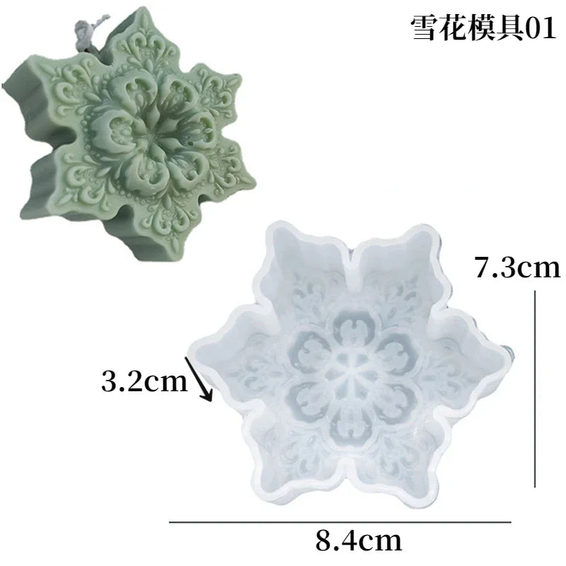 3D Snowflake Silicone Mold for Candle, Soap & Chocolate — DIY Christmas Cake Decorating Mold, Party Gift