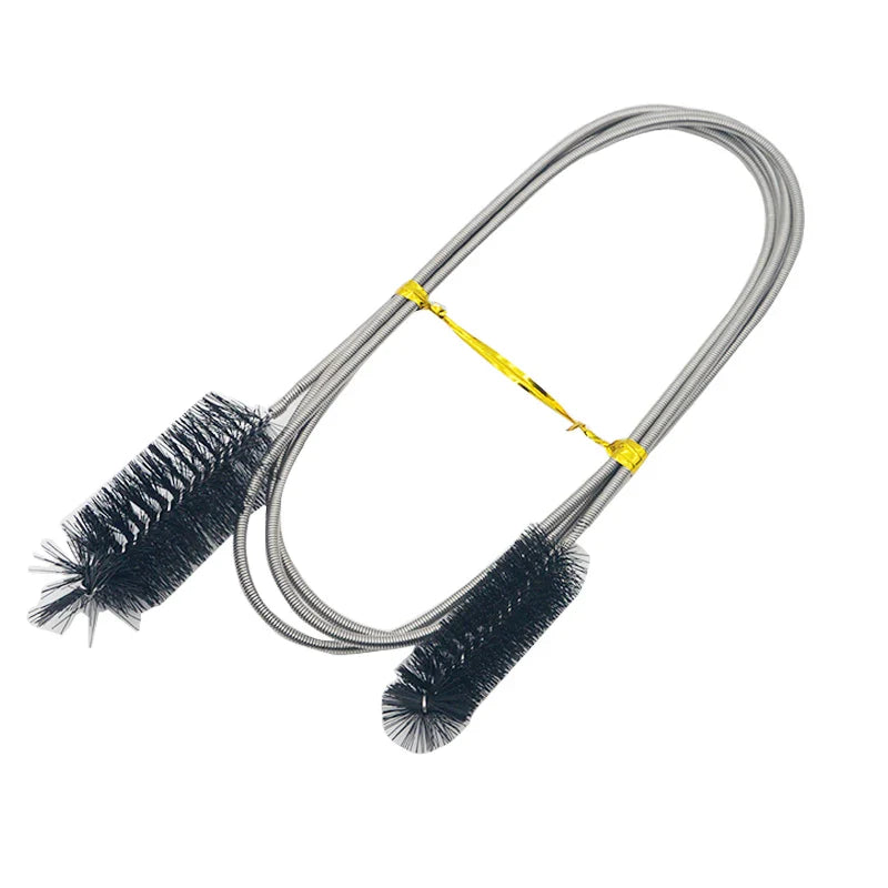 Flexible Aquarium Hose & Air Tube Cleaner — Stainless Steel Double-Head Brush with Nylon Bristles, 90 cm (35.4 in) or 155 cm (61 in)