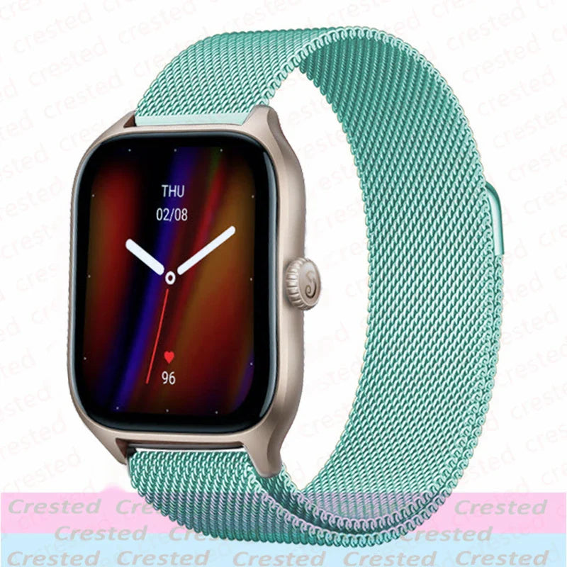 20mm/22mm Milanese band For Amazfit GTS/2/2e/3/4/GTS2 Mini/GTR 42mm/47mm/GTR2/3/4/Pro stratos Metal Bracelet Amazfit bip strap