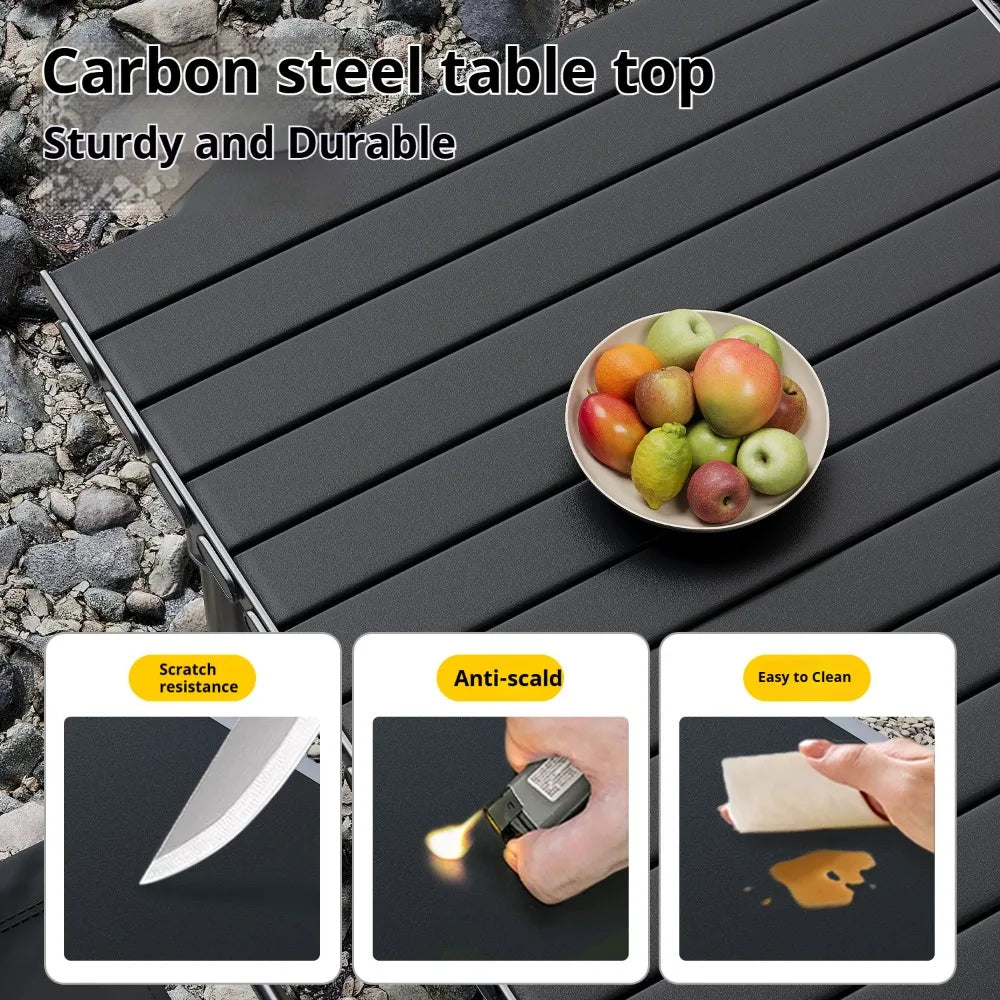 Portable Roll-Up Folding Camping Table with Carry Bag – Lightweight Outdoor Picnic & BBQ Table – 95cm / 120cm (37.4" / 47.2")
