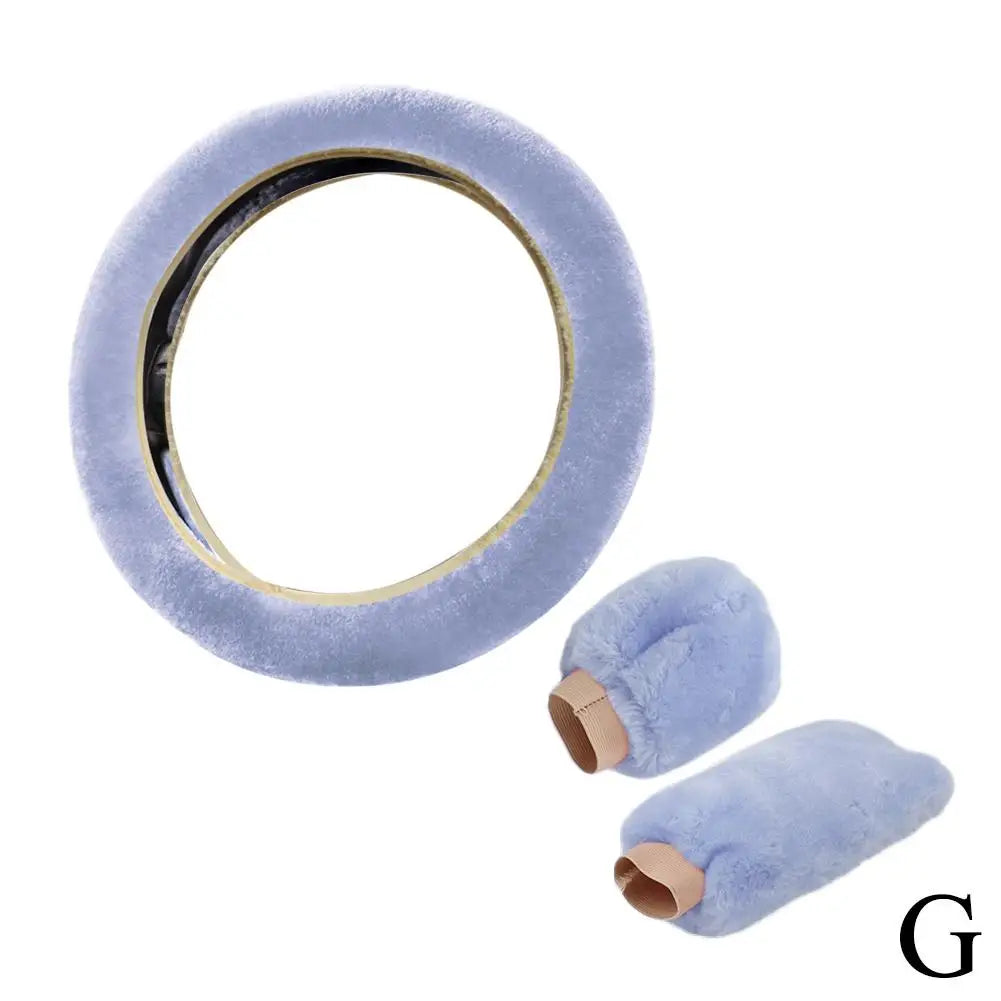 Plush Faux Fur Steering Wheel Cover Universal 37-38 cm (14.6-15 in) Soft Warm Anti-Slip Car Interior