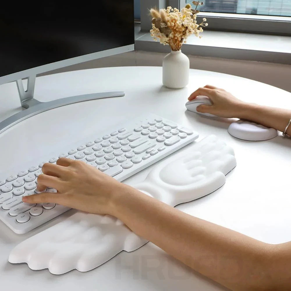 Ergonomic Angel Wing Memory Foam Keyboard & Mouse Wrist Rest Set — Non-Slip Wrist Support for Laptop & PC