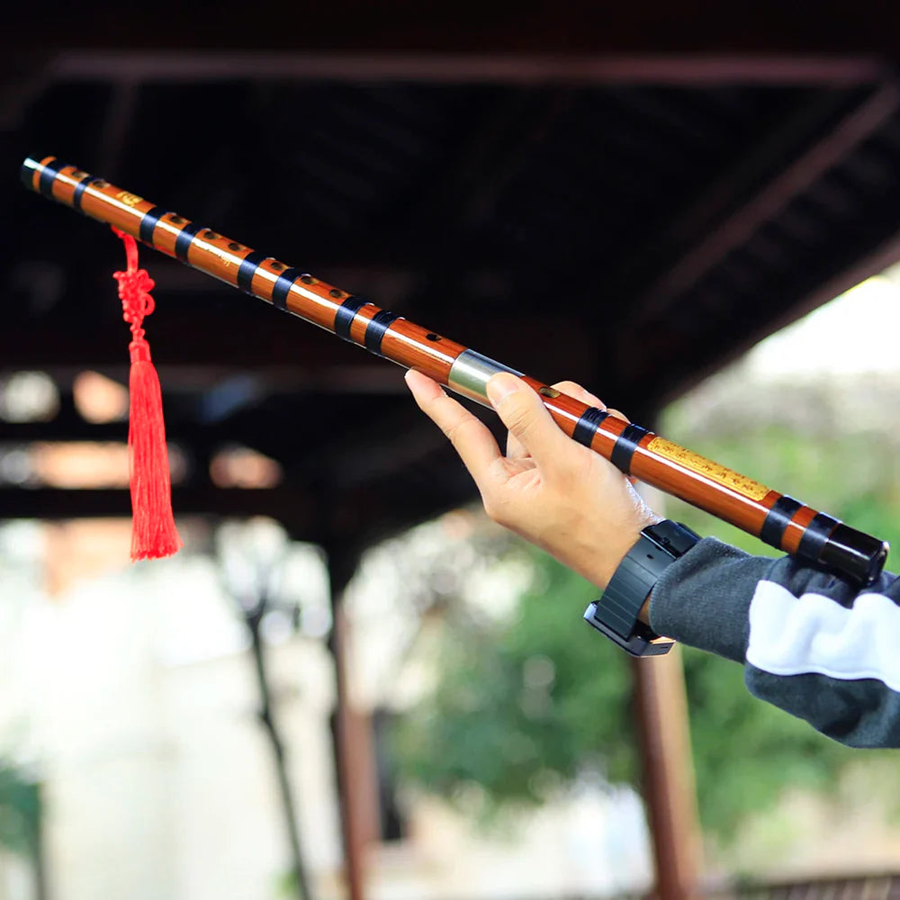 Handmade Bamboo Dizi Flute – 2-Piece Transverse Dizi, 8-Year Air-Dried Bitter Bamboo, Keys C/D/E/F/G, Brass Joint, Case & Membrane Included