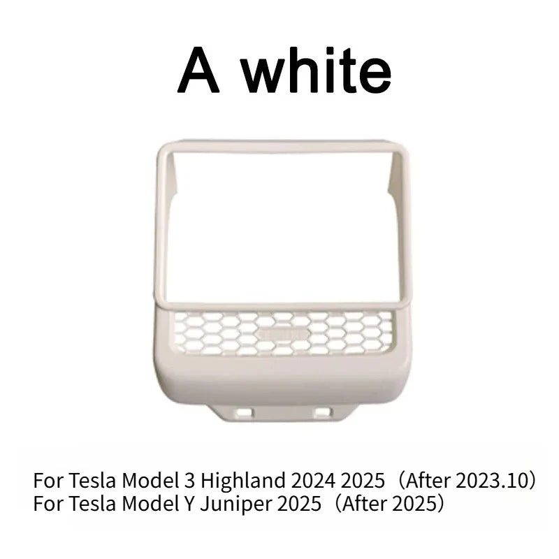 Rear Screen Cover Protector Frame Back Air Vent Trim White ABS Car Interior Accessory for Model Y Juniper