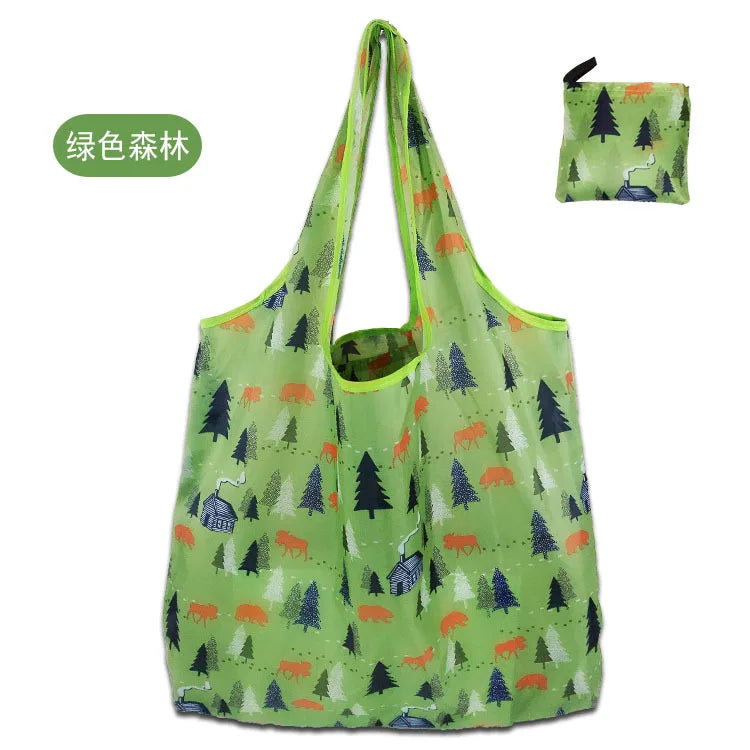 Large Foldable Reusable Shopping Tote Bag, Eco Grocery & Beach Shoulder Bag, Packable Polyester