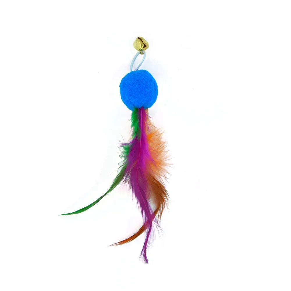 Interactive Cat Feather Toy Refill Kit – Feather Birds, Faux Worm & Foam Ball with Bell for Kittens