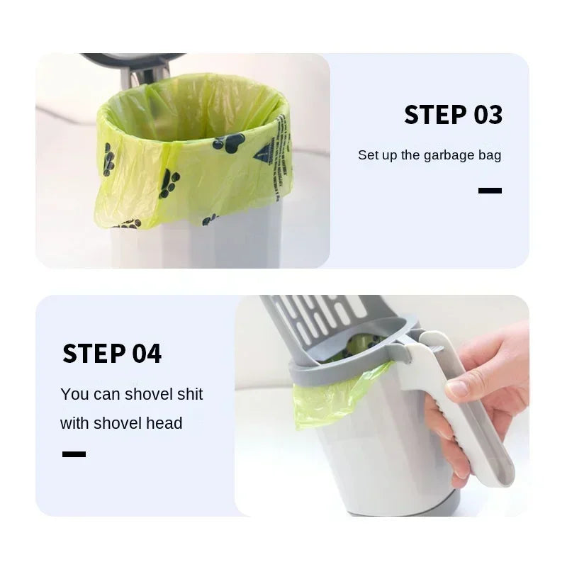 Cat Litter Scoop with Refill Bags - Self-Cleaning Litter Shovel with Waste Bin