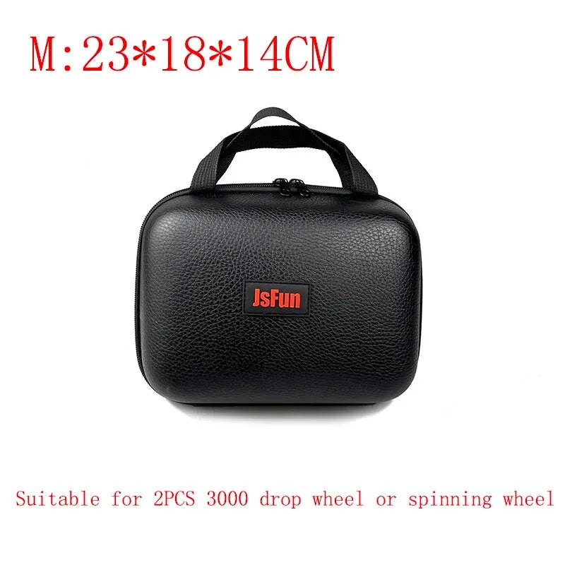 Spinning Reel Bag PU Case – Waterproof Shockproof Fishing Reel Storage (S/M/L, Fits 1–2 Reels)