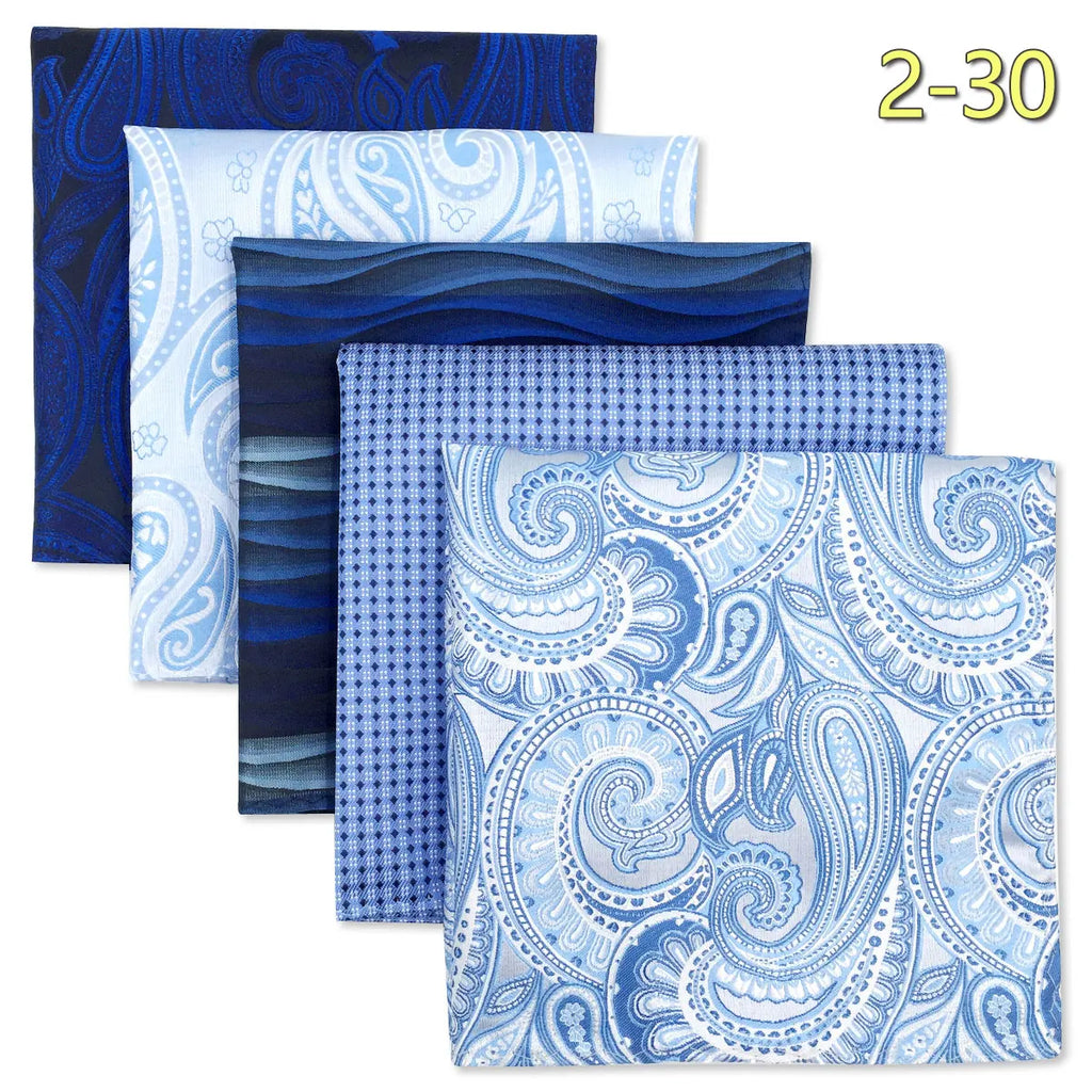 5-Pack Men's Microfiber Pocket Squares 12.6 in (32 cm) - Jacquard Woven Wedding & Formal Handkerchiefs, Assorted Patterns
