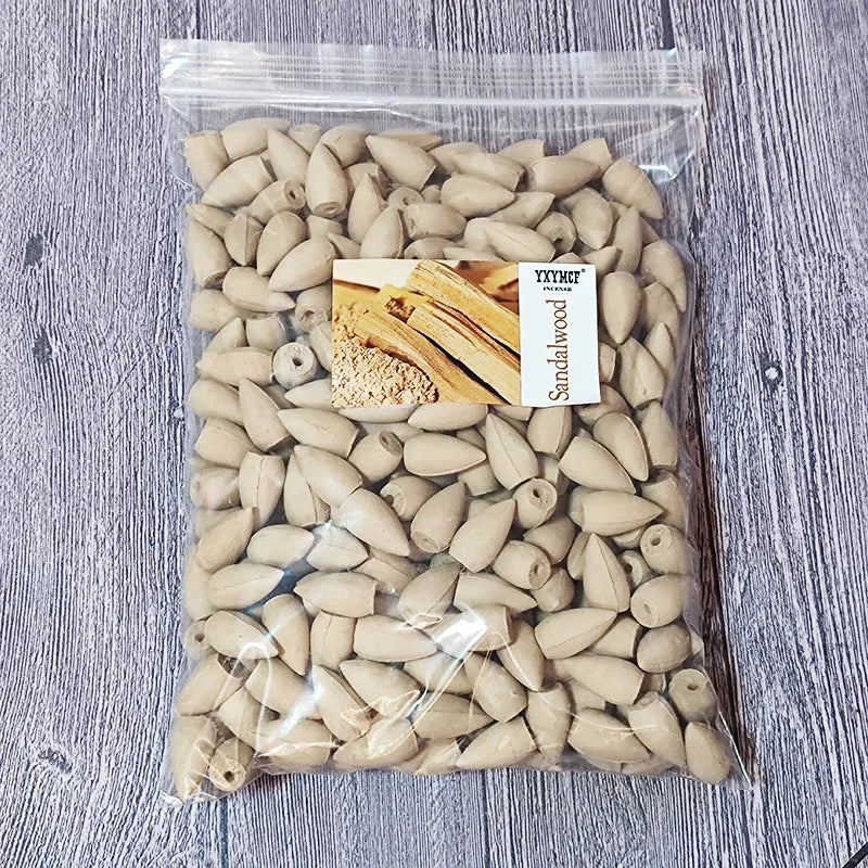 100g (≈60 pcs) Natural Backflow Incense Cones for Backflow Burner – Sandalwood & Lavender Aromatherapy