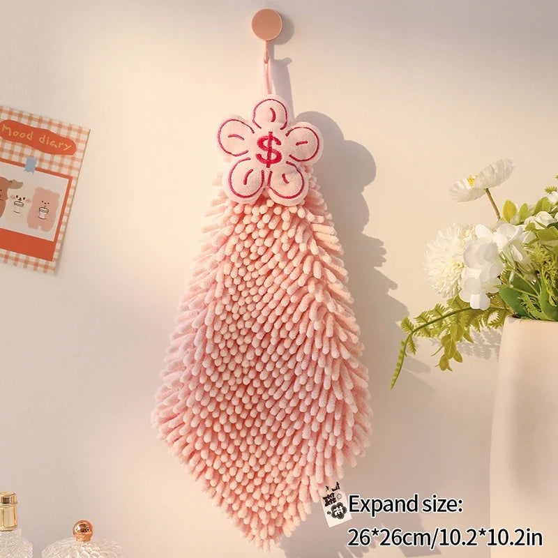 Thickened Coral Fleece Hand Towel – Super Soft Water-Absorbent Hanging Handkerchief for Kitchen & Bathroom