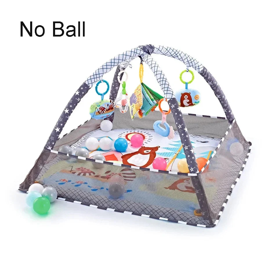Baby Play Gym Activity Mat with Toy Bar — Tummy Time & Crawling Playmat for Newborns to 18 Months, 31.5 x 31.5 x 19.7 in (80 x 80 x 50 cm)