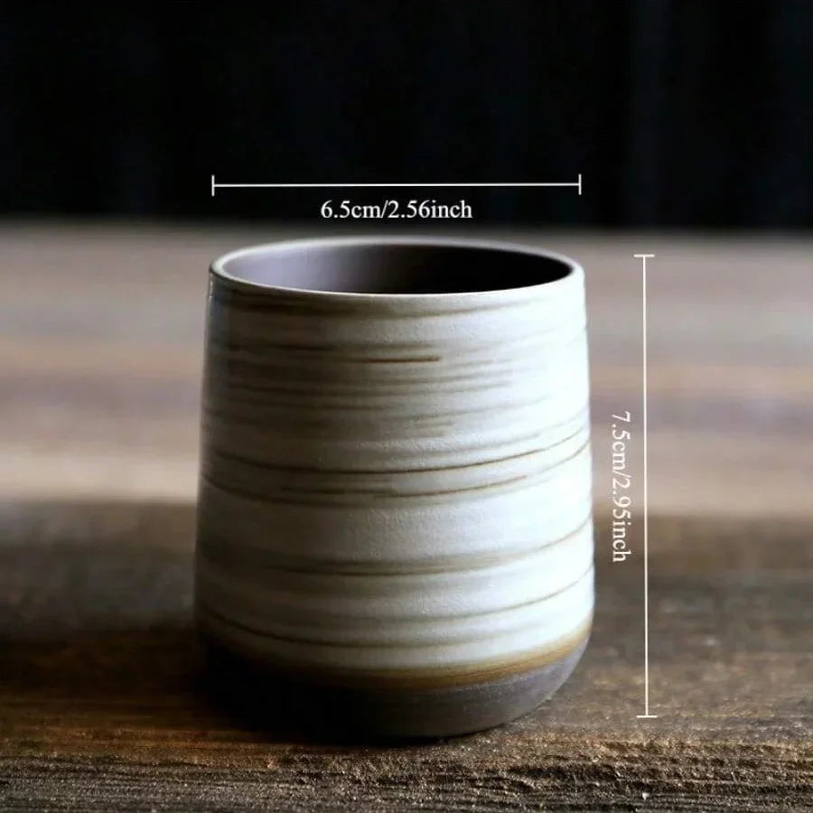 Hand-Painted Crackle Glaze Stoneware Mug, Vintage Ceramic Coffee & Tea Cup, Dishwasher Safe Gift