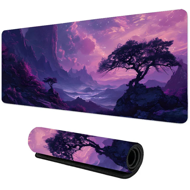 Night Moonlight Large Gaming Mouse Pad Non-Slip Stitched Rubber Desk Mat for Laptop PC Esports
