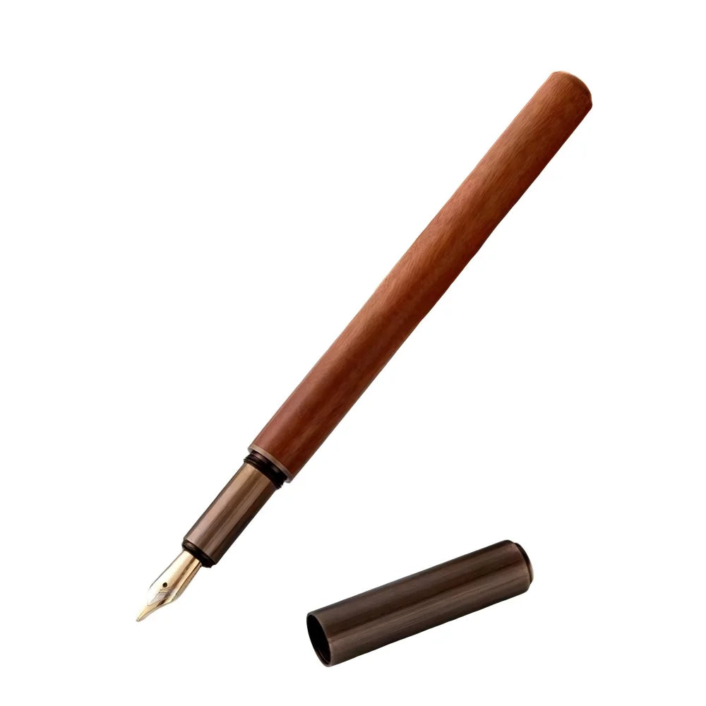 Retro Wood Bronze Fountain Pen 0.5mm Luxury Calligraphy & Office Writing Gift