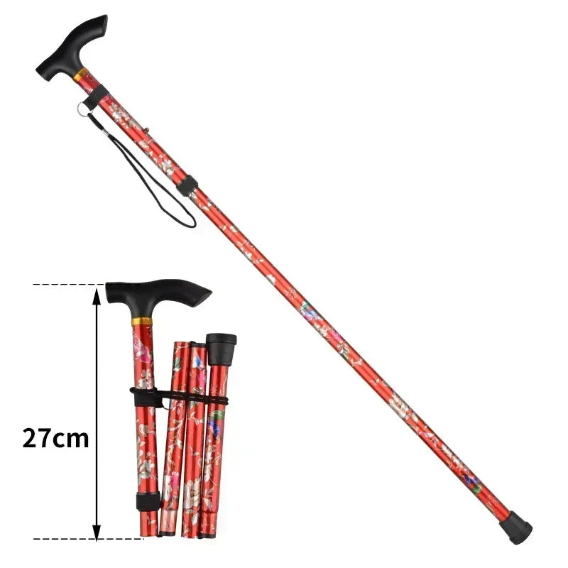 Adjustable Telescopic Trekking Poles — 5-Section Folding Hiking & Walking Stick with T-Handle and Rubber Tip, 82–92 cm (32–36 in)