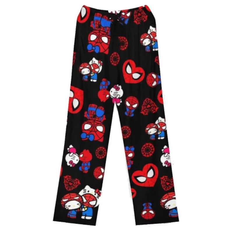 Hello Kitty Y2K Plush Pajama Pants, Winter Cozy Home Sleepwear for Couples