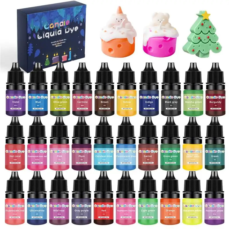 Candle Dye Liquid Colorant Kit – Pigment Set for DIY Candles & Soap, Compatible with Soy Beeswax Gel Paraffin (10ml / 5ml Bottles)