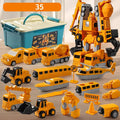 Kids Magnetic Transforming Engineering Car Toy - Magnetic Build Set with Storage Box