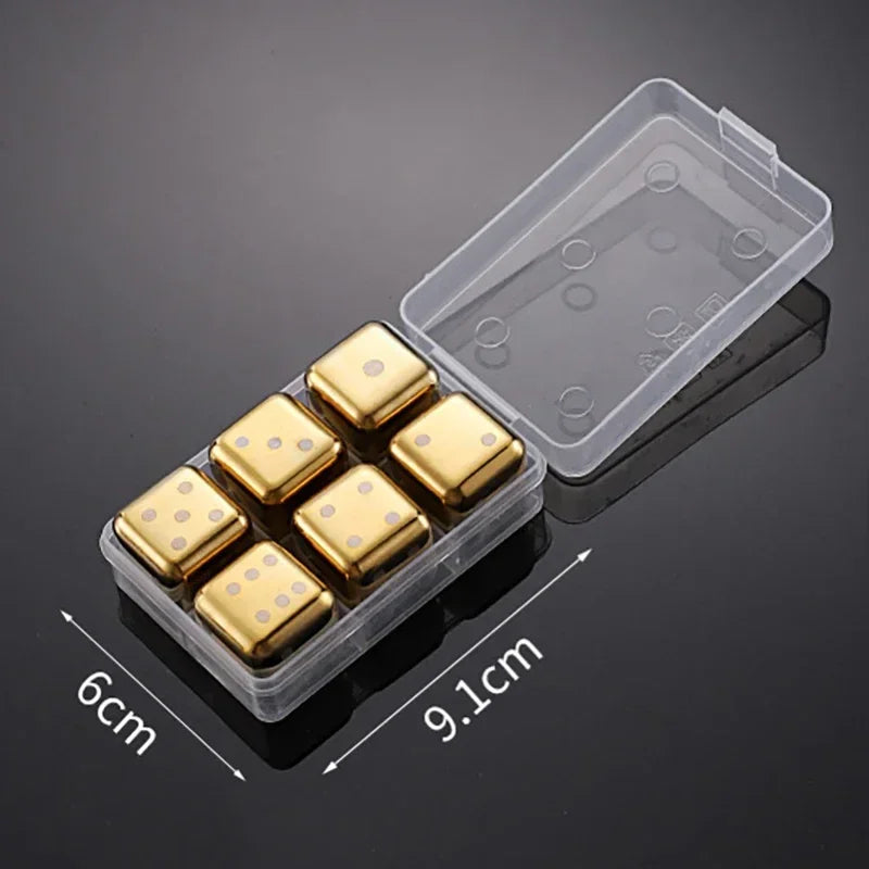 Stainless Steel Reusable Whiskey Stones - Quick-Freeze Ice Cubes with Storage Tray for Whiskey Wine Beer
