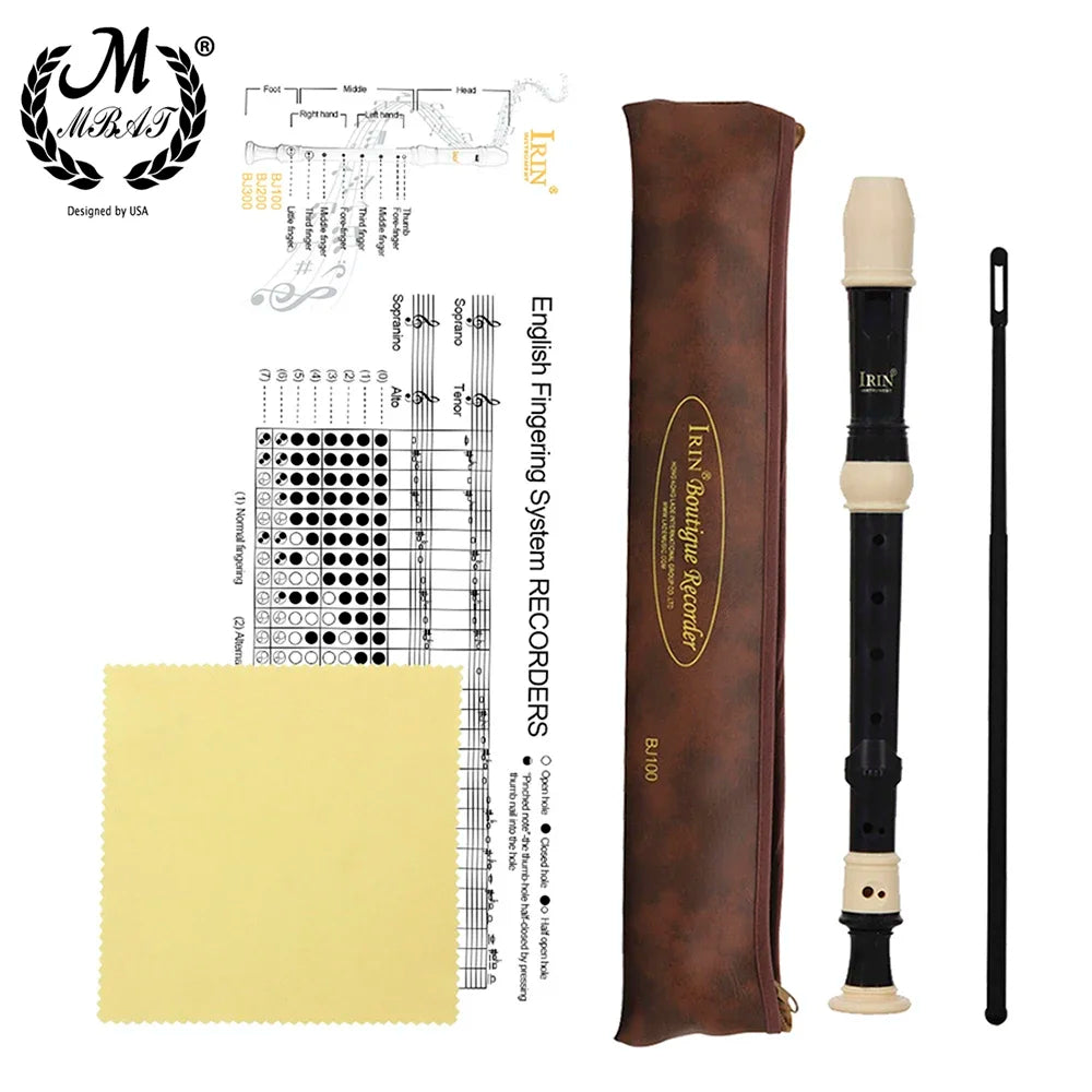 Baroque Fingering Soprano Recorder – ABS Soprano Flute, 32.5 cm (12.8 in) Beginner & Intermediate Recorder with Cleaning Rod & Cloth