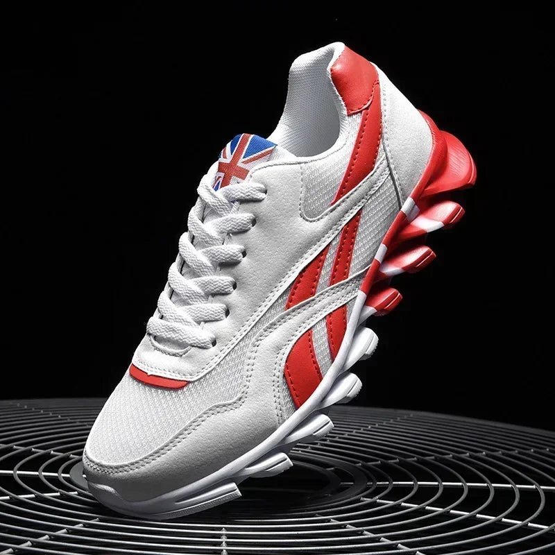 Men's Breathable Running Sneakers, Cushioned Thick Sole, Wear-Resistant Outdoor Fitness Shoes