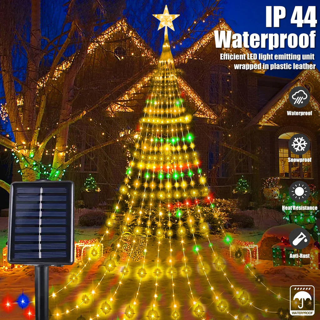 Solar Star String Lights 2m/3m (6.6/9.8 ft) IP67 Waterproof 8-Mode Warm White and Multicolor Outdoor Christmas Wedding Fairy Lights