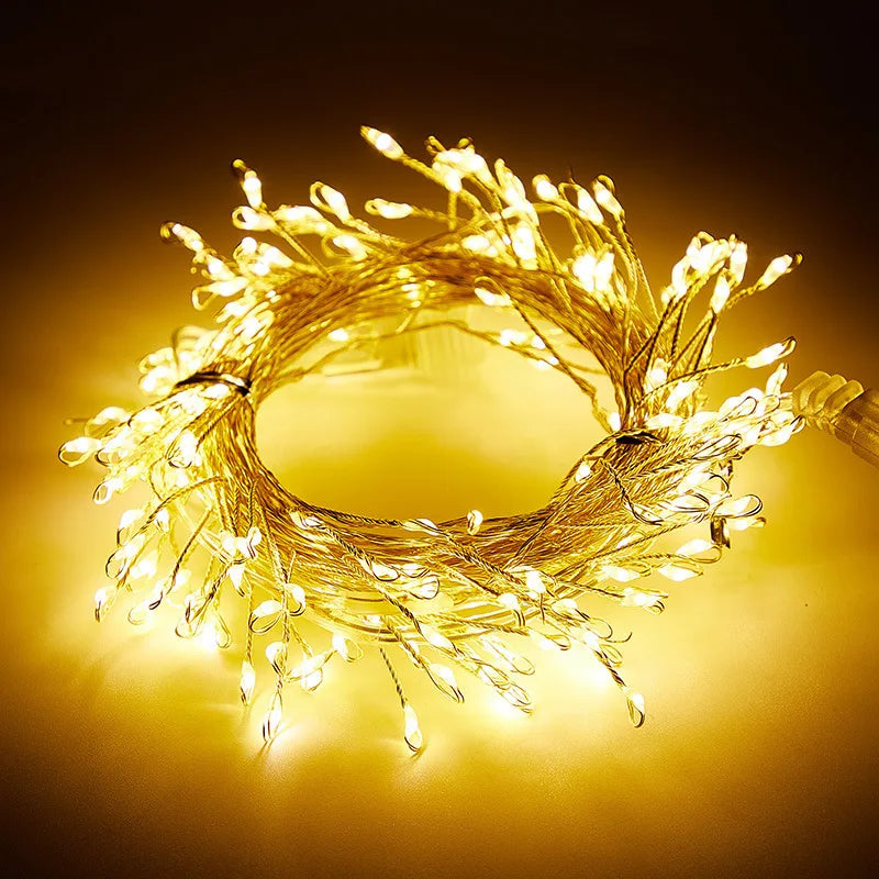 USB LED Firecracker String Lights 3/6/9M (9.8/19.7/29.5 ft) Remote-Controlled Fairy Garland for Wedding Party Garden Christmas