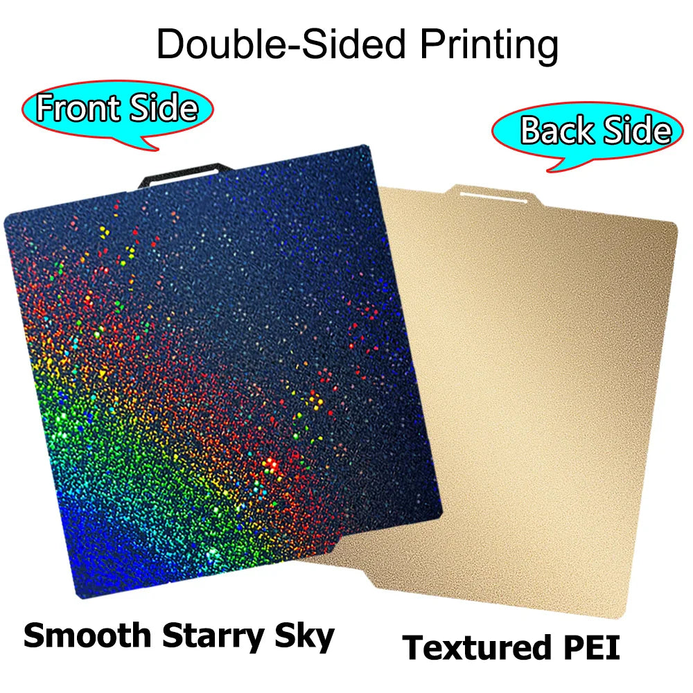257x257mm (10.12x10.12in) Magnetic Smooth PEI Build Plate — PEO/PET Finishes — Fits X1, X1-Carbon, P1P, P1S, X1E, A1 3D Printers