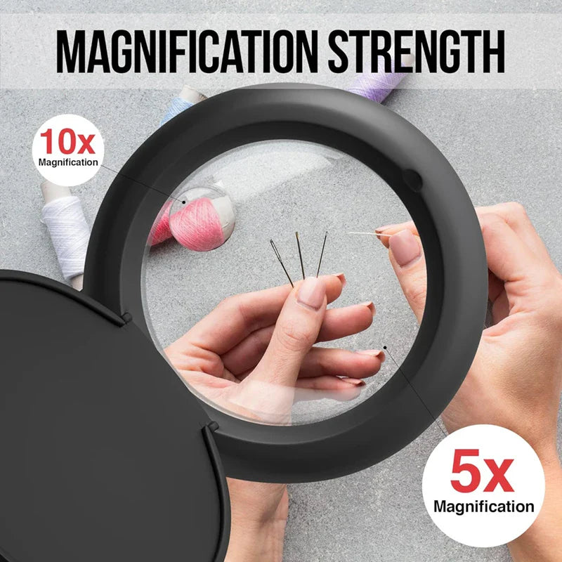 5X/10X Illuminated Magnifying Lamp 100mm (3.94 in) Lens, 40 LED Desk Magnifier for Reading, Jewelry & Electronics
