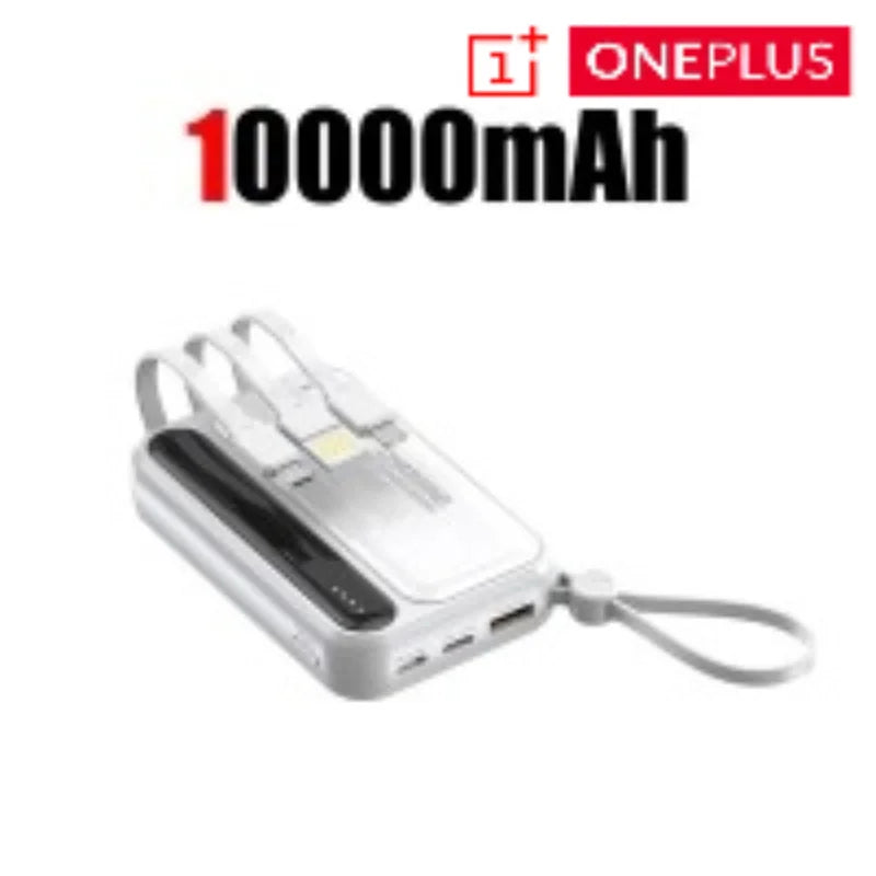 Mini Magnetic 10,000mAh Power Bank, Fast Charging Portable Charger with Built-In Cables, LED Display & Lanyard