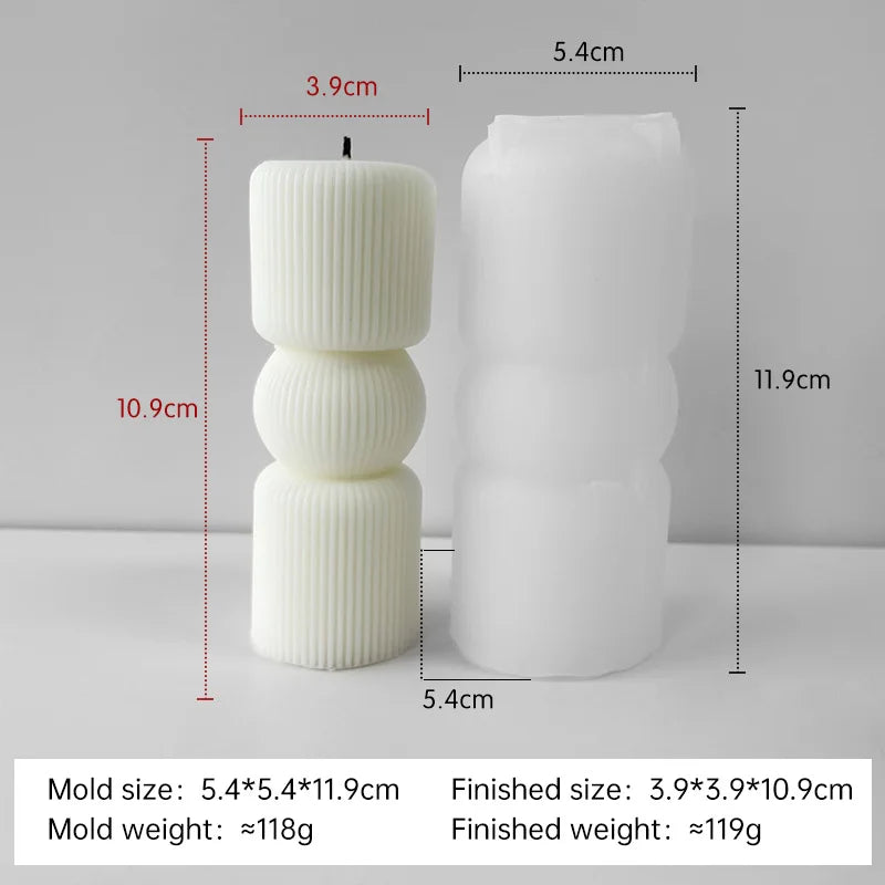 Striped Cylinder Silicone Candle Mold for DIY Pillar, Soy Wax, Plaster & Resin Crafts