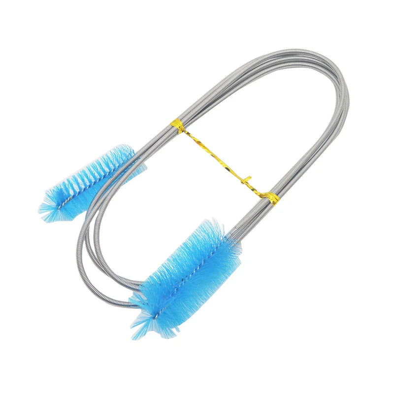 Flexible Aquarium Hose & Air Tube Cleaner — Stainless Steel Double-Head Brush with Nylon Bristles, 90 cm (35.4 in) or 155 cm (61 in)