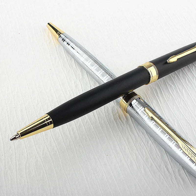 Luxury Metal Rollerball Pen 0.7mm Blue Ink - Gold Steel Signature Pen for Office & School