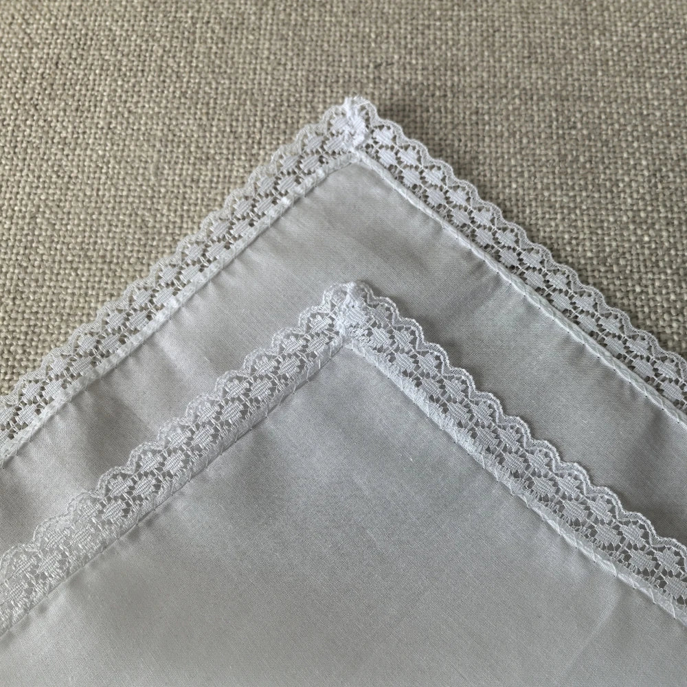 6-Pack 25 cm (9.84 in) Cotton Lace Handkerchiefs – Thin Wedding & Home Decoration, Bag Accent, Solid Color