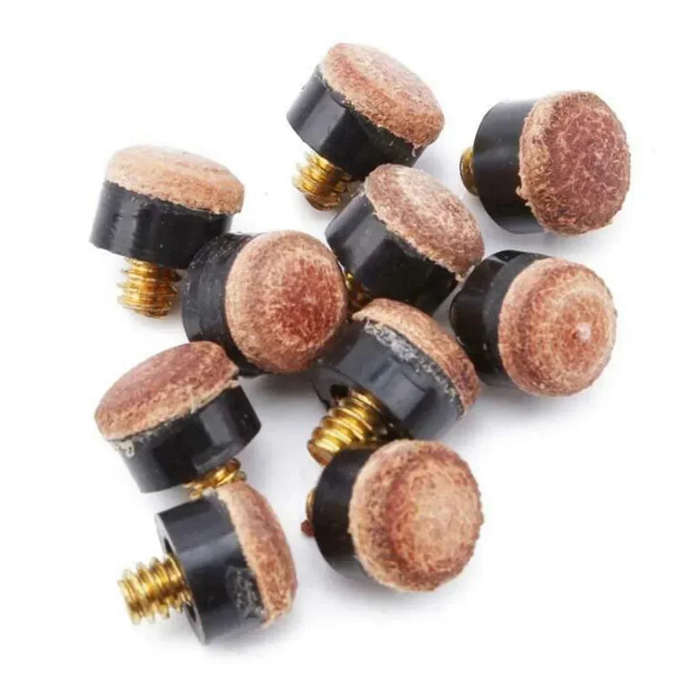 5/10 Pack Screw-In Pool Cue Tips 10mm-13mm (0.39-0.51 in) Snooker Billiards Replacement Leather Tips