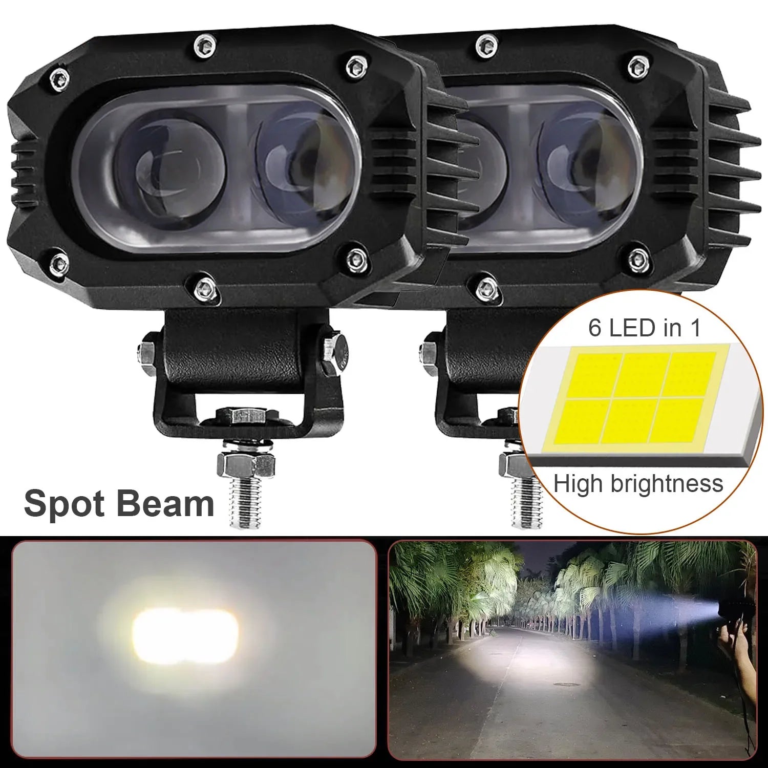 4 in (100 mm) LED Pod Light - Combo Spot + Flood Beam 9-30V Driving Work Fog Light for Car Motorcycle ATV UTV SUV Off-Road 4x4 Boat Truck